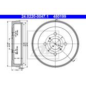 Jeu de 2 tambours de frein ATE - 24.0220-0047.1