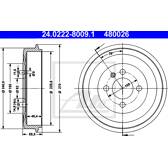 Jeu de 2 tambours de frein ATE - 24.0222-8009.1