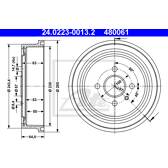 Jeu de 2 tambours de frein ATE - 24.0223-0013.2