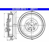 Jeu de 2 tambours de frein ATE - 24.0223-0016.1
