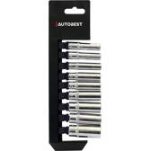 Jeu 9 douilles longues - 6 pans - carré 1/4 AUTOBEST - 325541