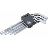 Gioco di chiavi Allen 6 panni interni/femmine con testa sferica 1,5 - 10 mm 9 pezzi BGS DIY - 815