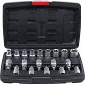 Set van fittingen/fittingen 12,5 mm (1/2 inch) T-profiel (voor Torx)/E19-delen BGS DIY - 95100