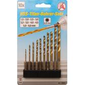HSS drill bit set titanium nitrate coated 1.5 - 6 mm 10 pieces BGS DIY - 50801