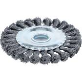 Platte staalborstel - gevlochten ronde draad - diameter 125 mm voor slijper BGS - 3986
