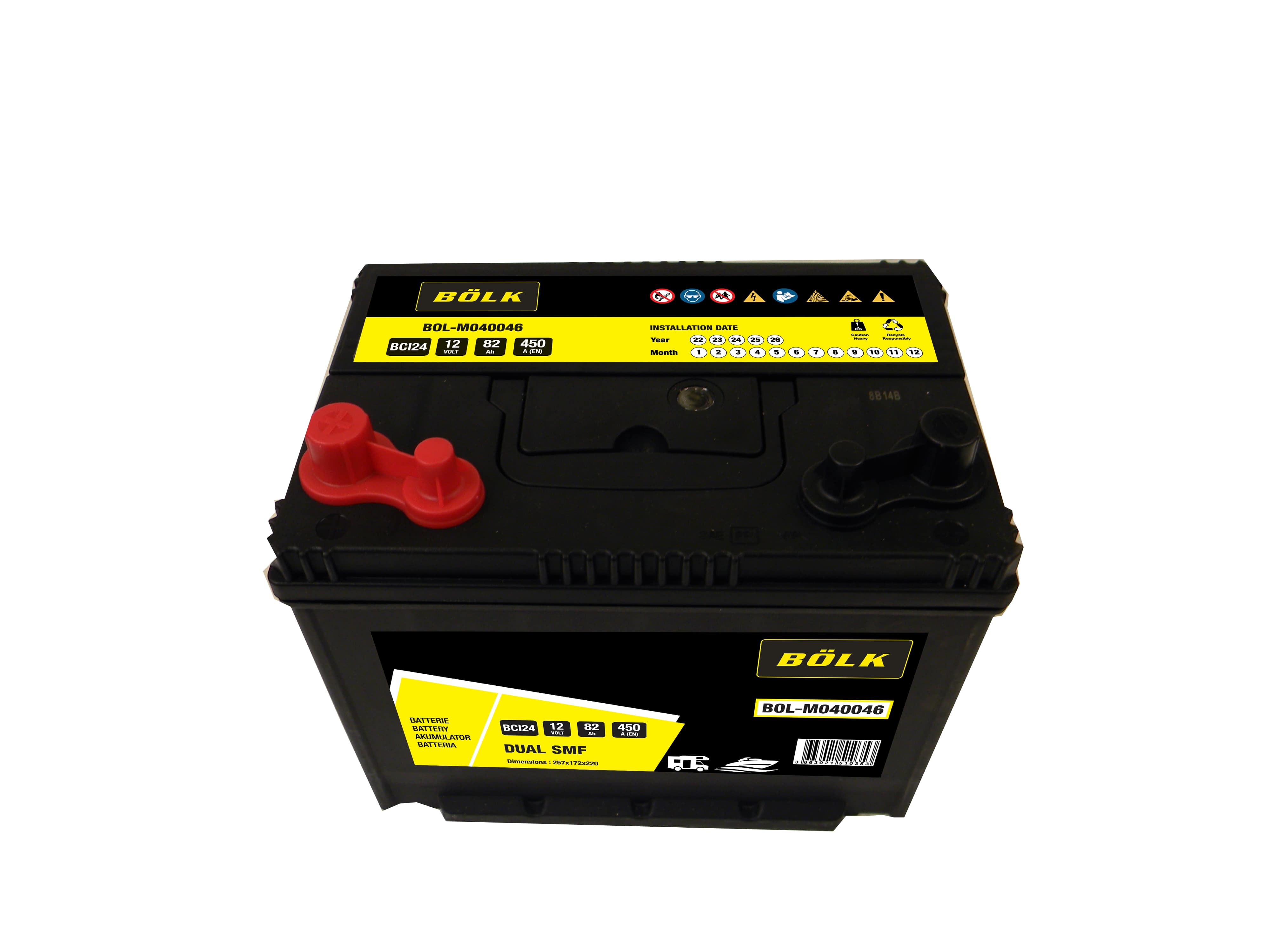 Leisure battery for motorhomes, caravans and boats 82 AH / 450 A