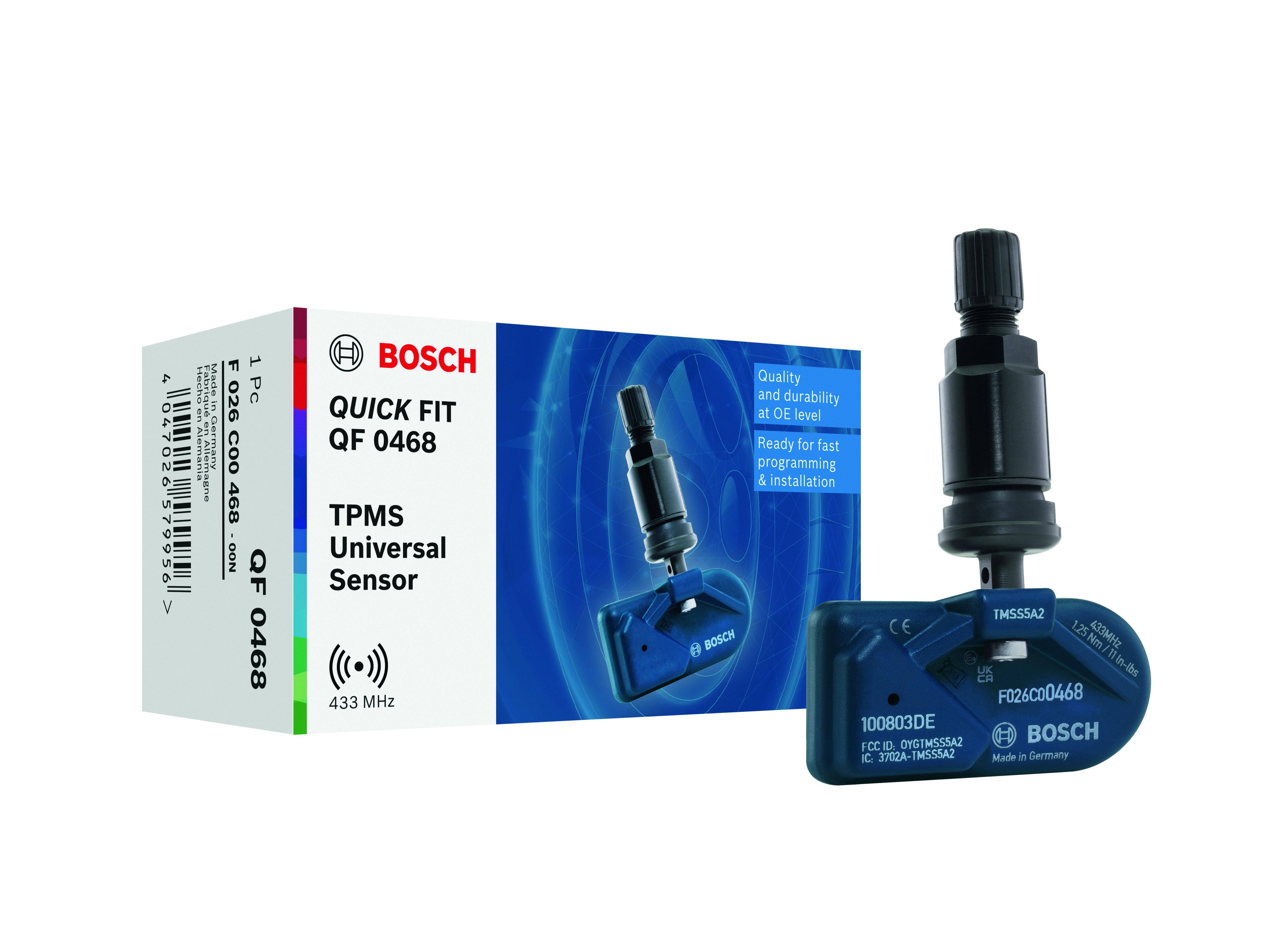 Bosch F026C00468 - QF0468 - QUICK FIT TPMS Sensor - Tire Pressure Sensor with Black Metal Valve - 433.92 MHz