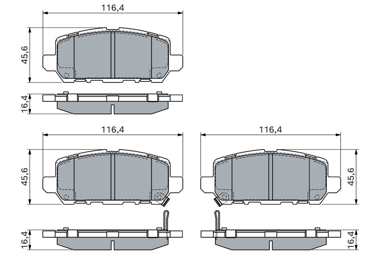 Rear brake pad set