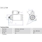 Motor de arranque (Remanufaturado) BOSCH - 0 986 020 260