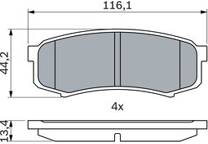 Rear brake pad set