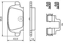 Rear brake pad set