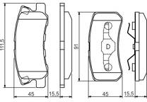 Rear brake pad set