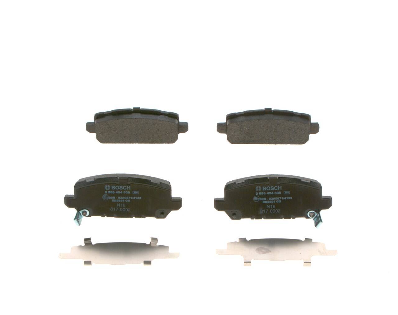 Rear brake pad set