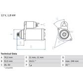 Starter (Remanufactured) BOSCH - 0 986 016 980