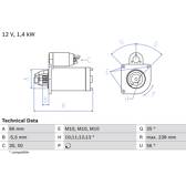Startmotor (Omtillverkade) BOSCH - 0 986 018 310