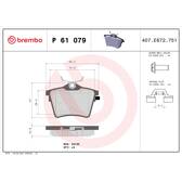 Bromsbelägg bak BREMBO - P 61 079