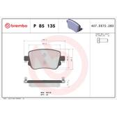 Bromsbelägg bak BREMBO - P 85 135