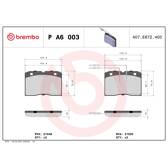 Bromsbelägg fram BREMBO - P A6 003