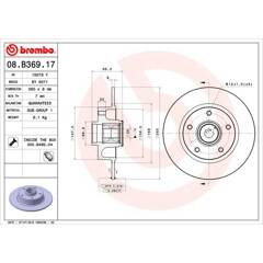Disque de frein (à l'unité) BREMBO - 08.B369.17