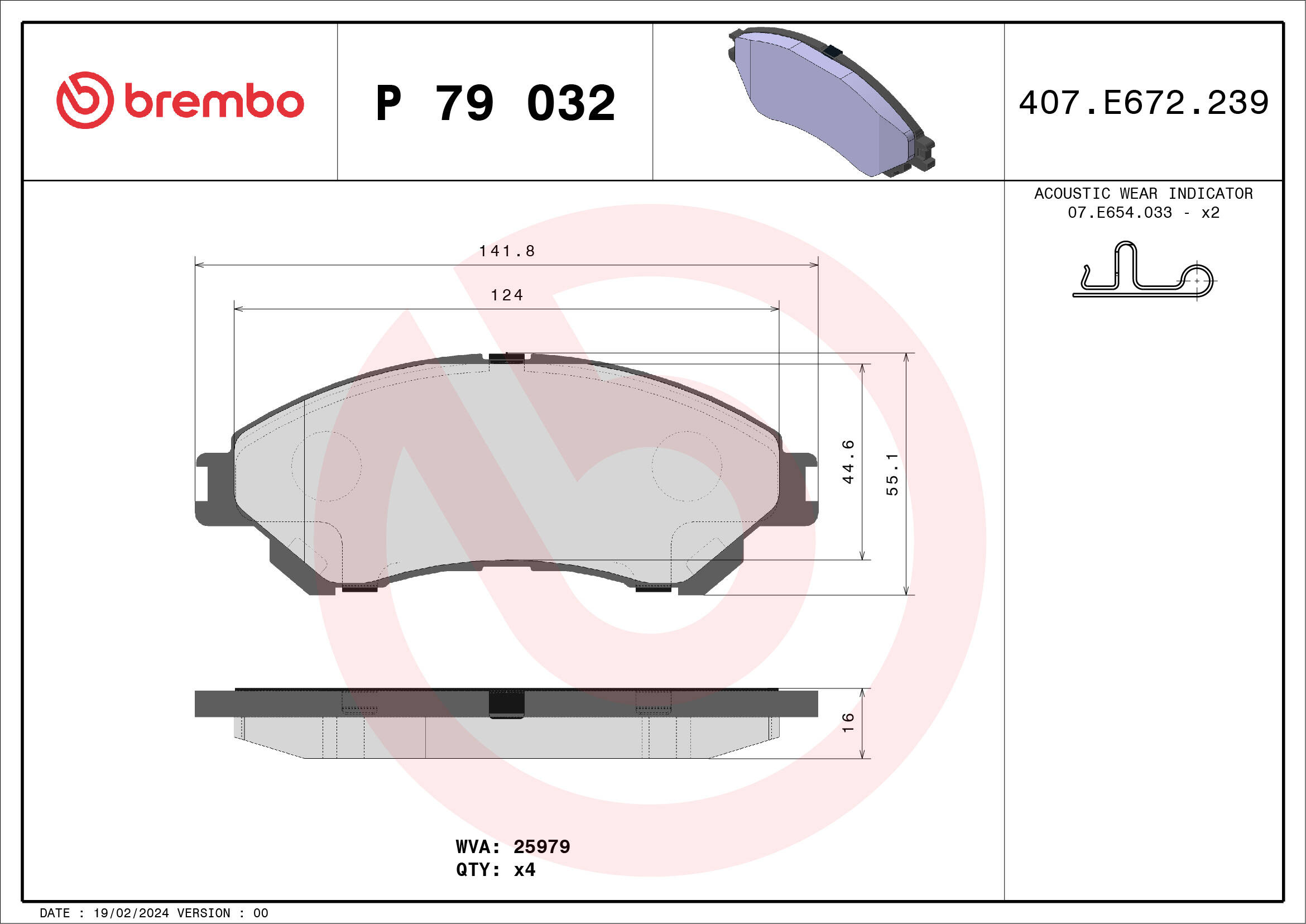 Front brake pad set