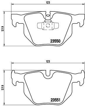 Rear brake pad set