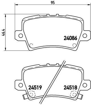 Rear brake pad set