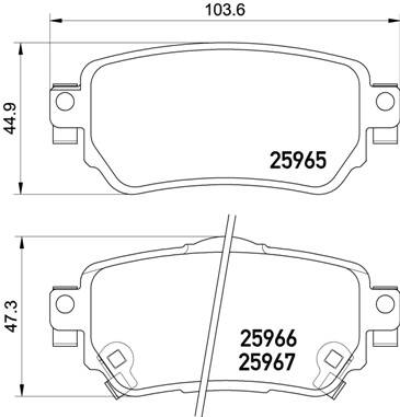 Rear brake pad set