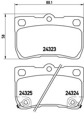 Rear brake pad set