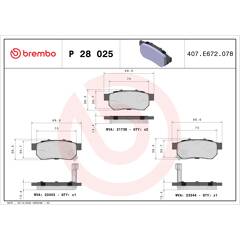 Brembo P28025 Plaquettes De Frein Arrière - Compatible Honda Jazz, Civic, CR-X Et Plus