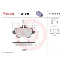 Jeu de 4 plaquettes de frein BREMBO P 50 091 - Plaquette de frein