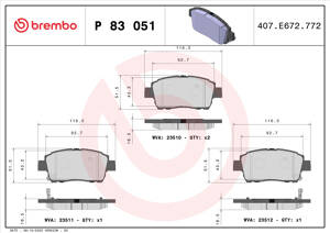 Plaquettes De Frein Avant Brembo P83051 | Compatible Toyota Prius, Yaris, Celica | Freinage Haute Performance