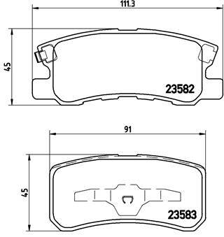 Rear brake pad set