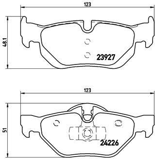Rear brake pad set