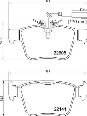 Rear brake pad set