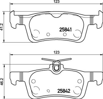 Rear brake pad set