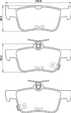 Rear brake pad set