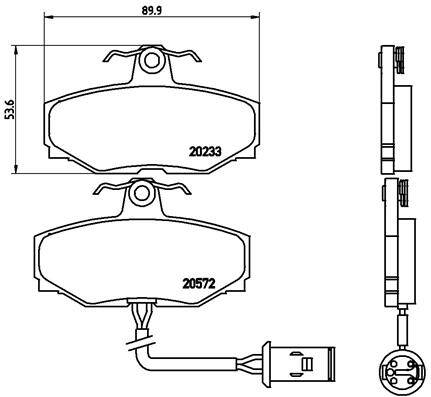 Rear brake pad set