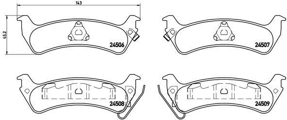 Rear brake pad set