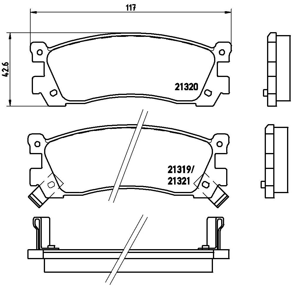 Rear brake pad set