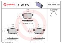 Rear brake pad set