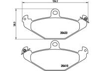 Rear brake pad set
