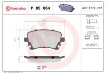 Rear brake pad set