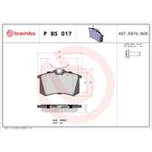 Set remblokken achter BREMBO - P 85 017