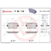 Set remblokken achter BREMBO - P 85 118