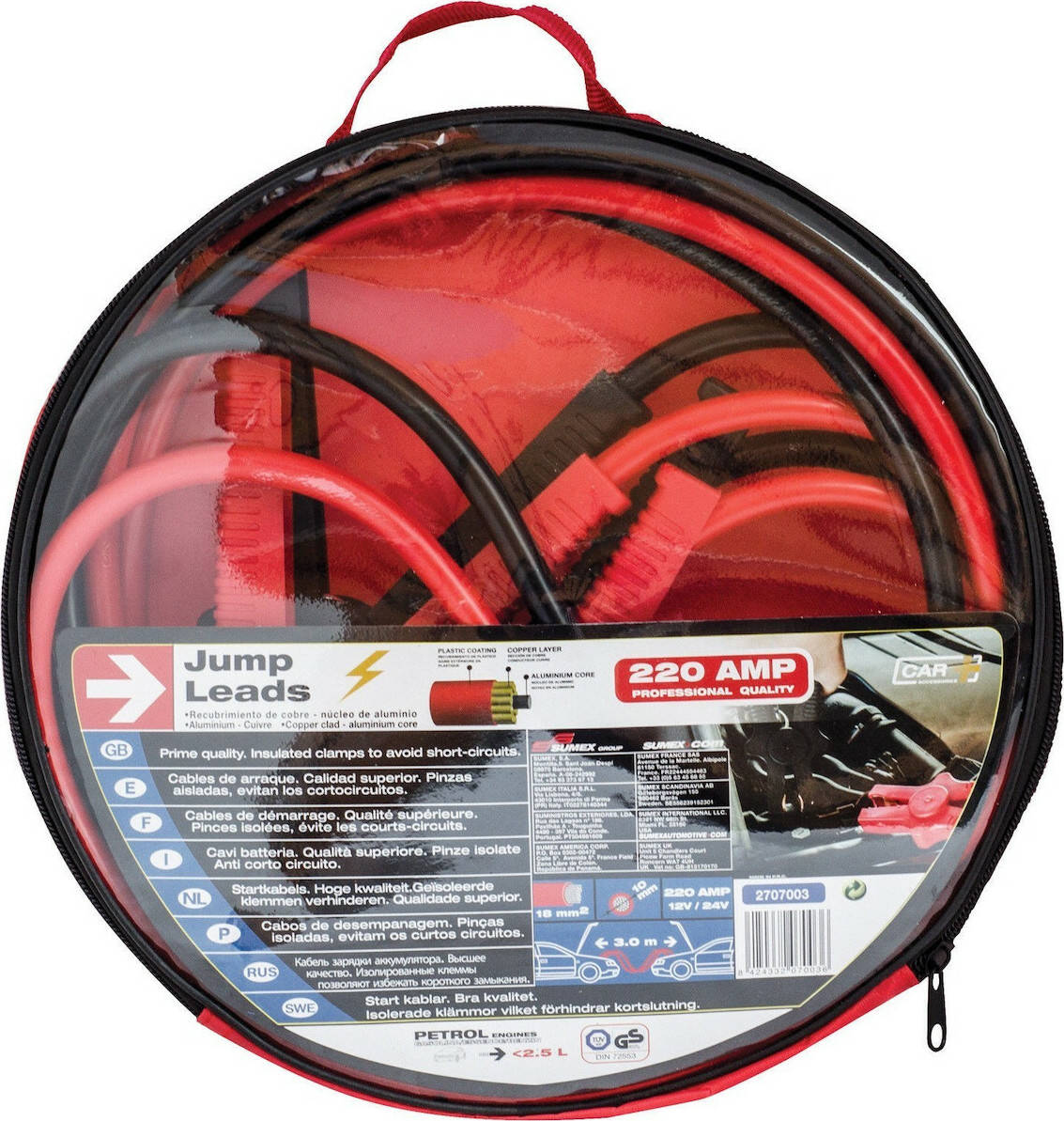 Starter cables : 3 m - 220A - 18 mm²