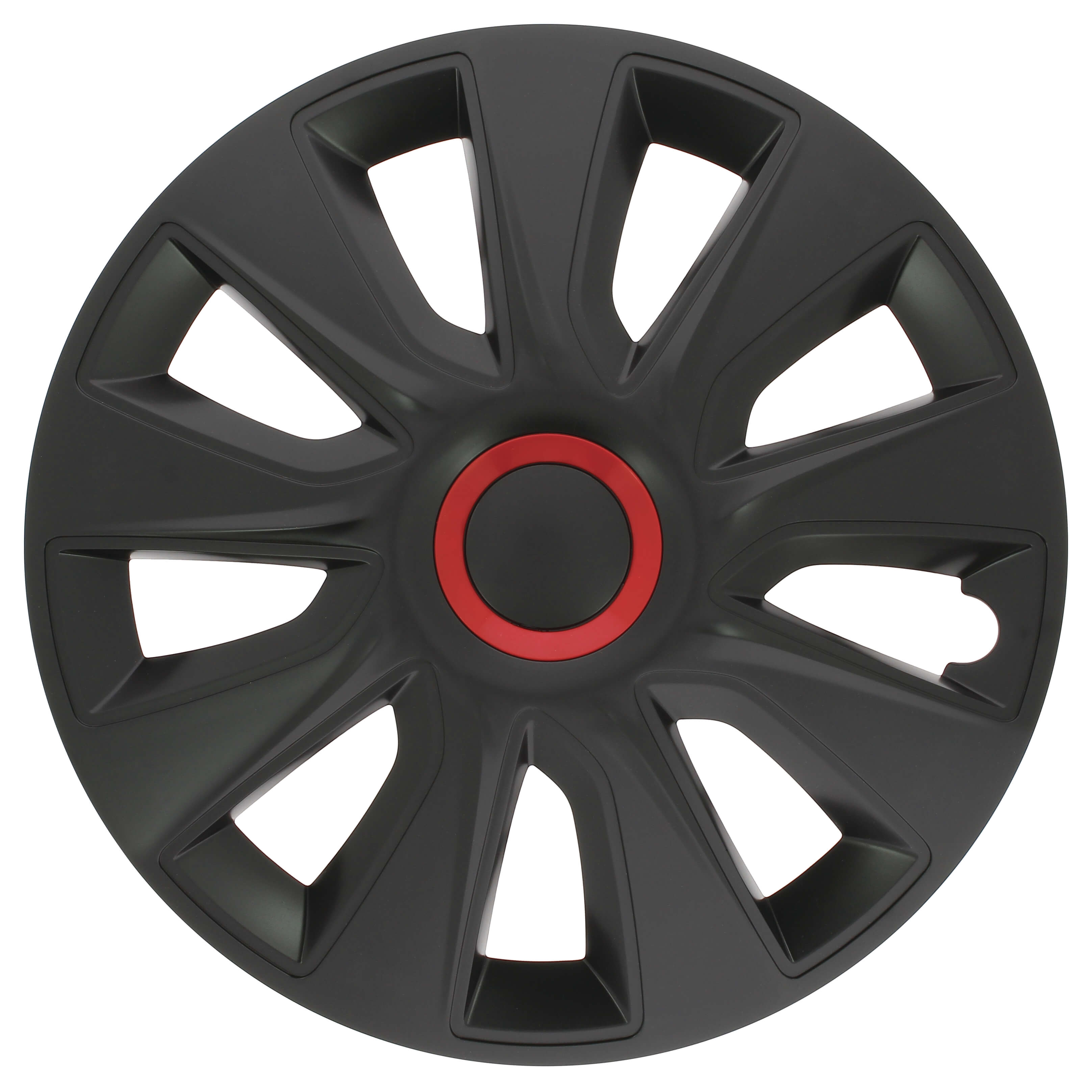 Set of 4 black and red washington hubcaps 15 inches