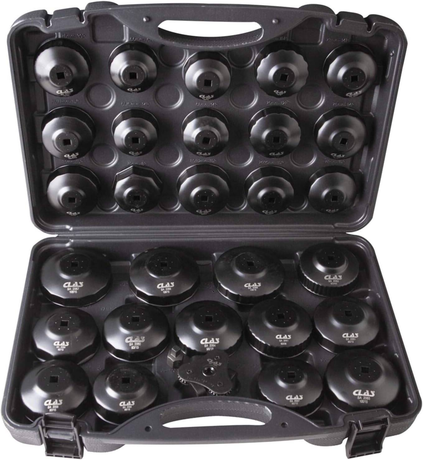 Box of 30 multi-brand oil filter sockets and wrenches + 1/2" to 3/8" adapter - CLAS