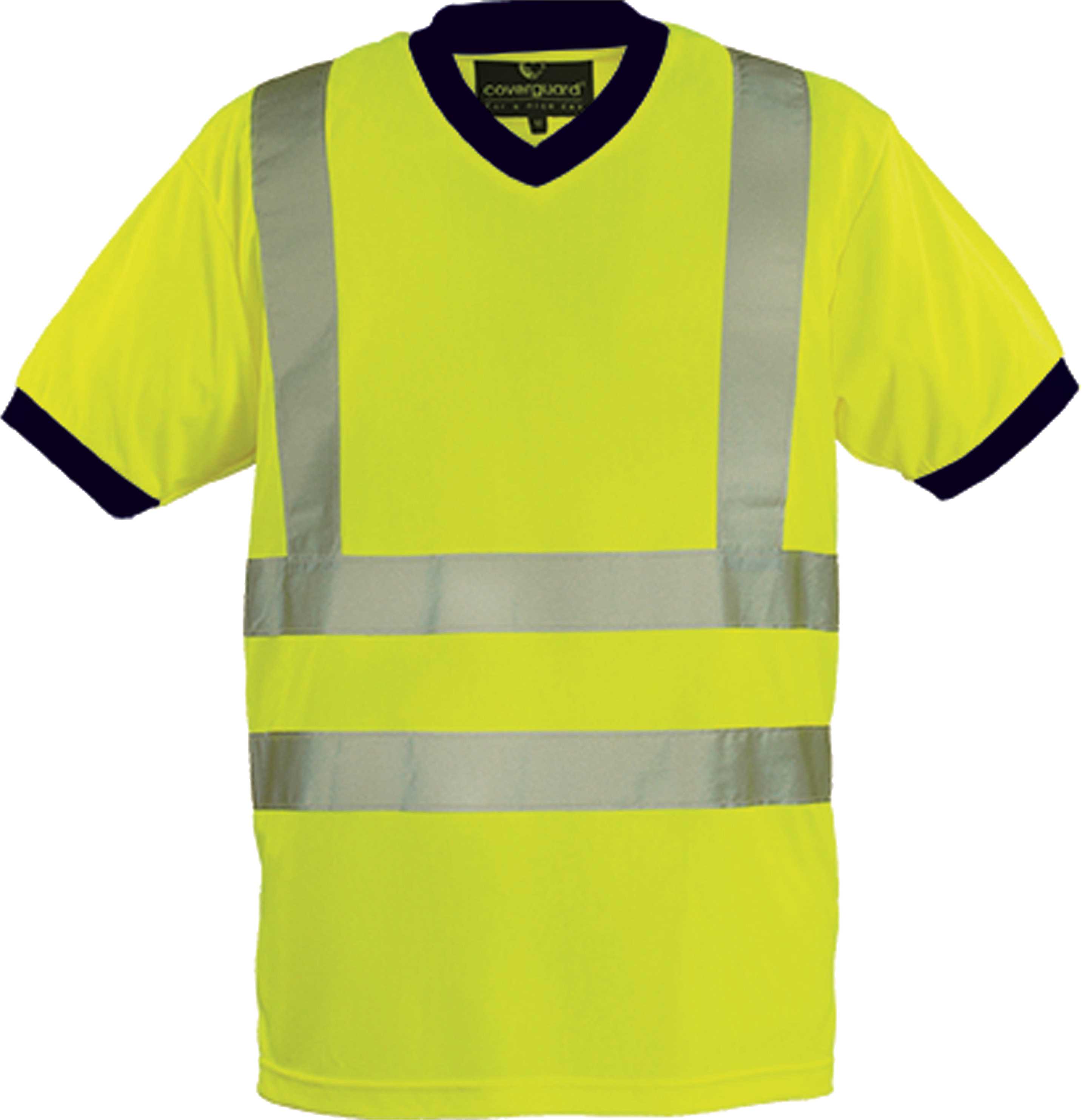 T-shirt yellow fluorescent V-neck - Size XL