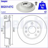 Sats om 2 bromsskivor DELPHI - BG5147C