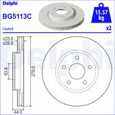 Juego de 2 discos de freno DELPHI - BG5113C